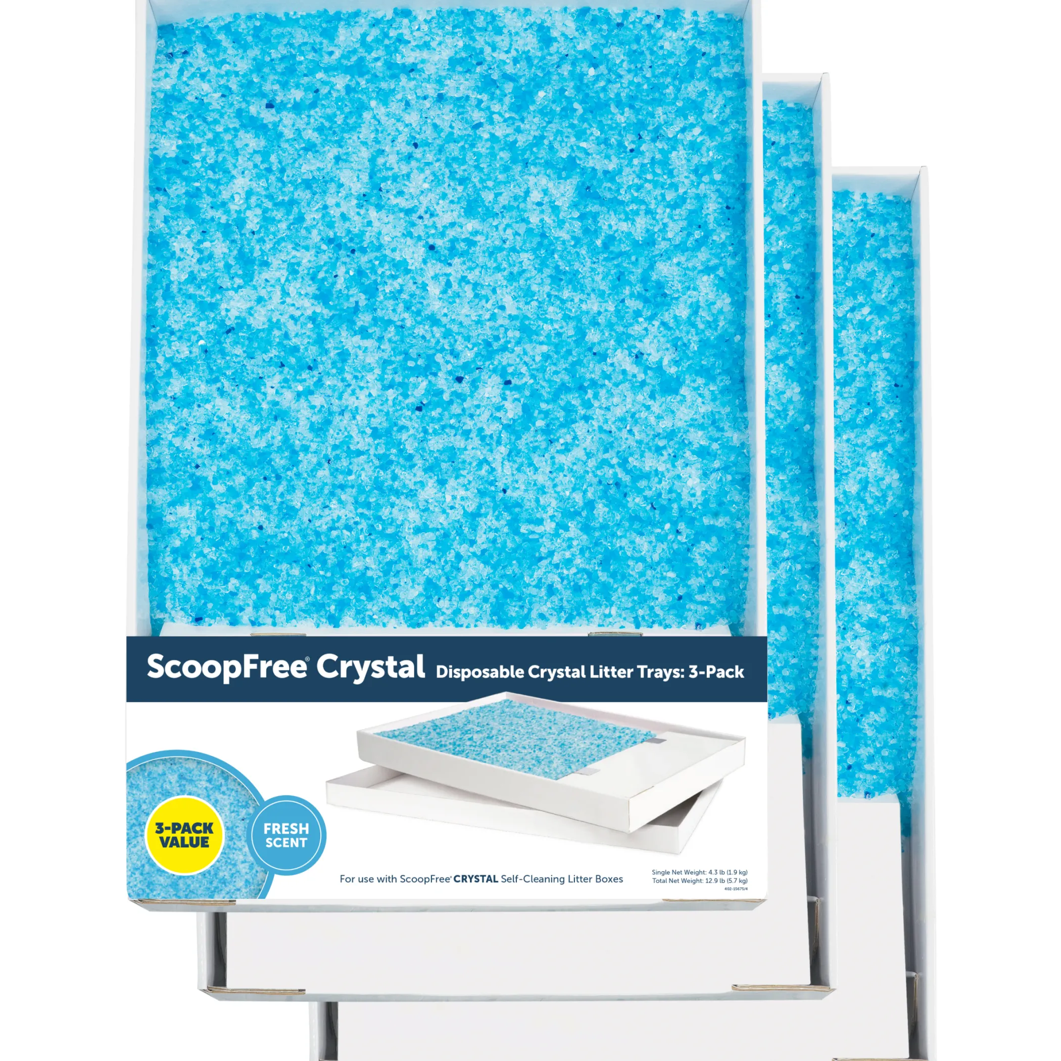 PetSafe Litter Boxes & Litter|Parts & Accessories-ScoopFree® Crystal Disposable Litter Tray, Fresh Scent, 3-Pack